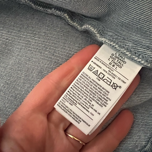 GAP Denim Utility Shirt Jacket Large Tall - Picture 6 of 6